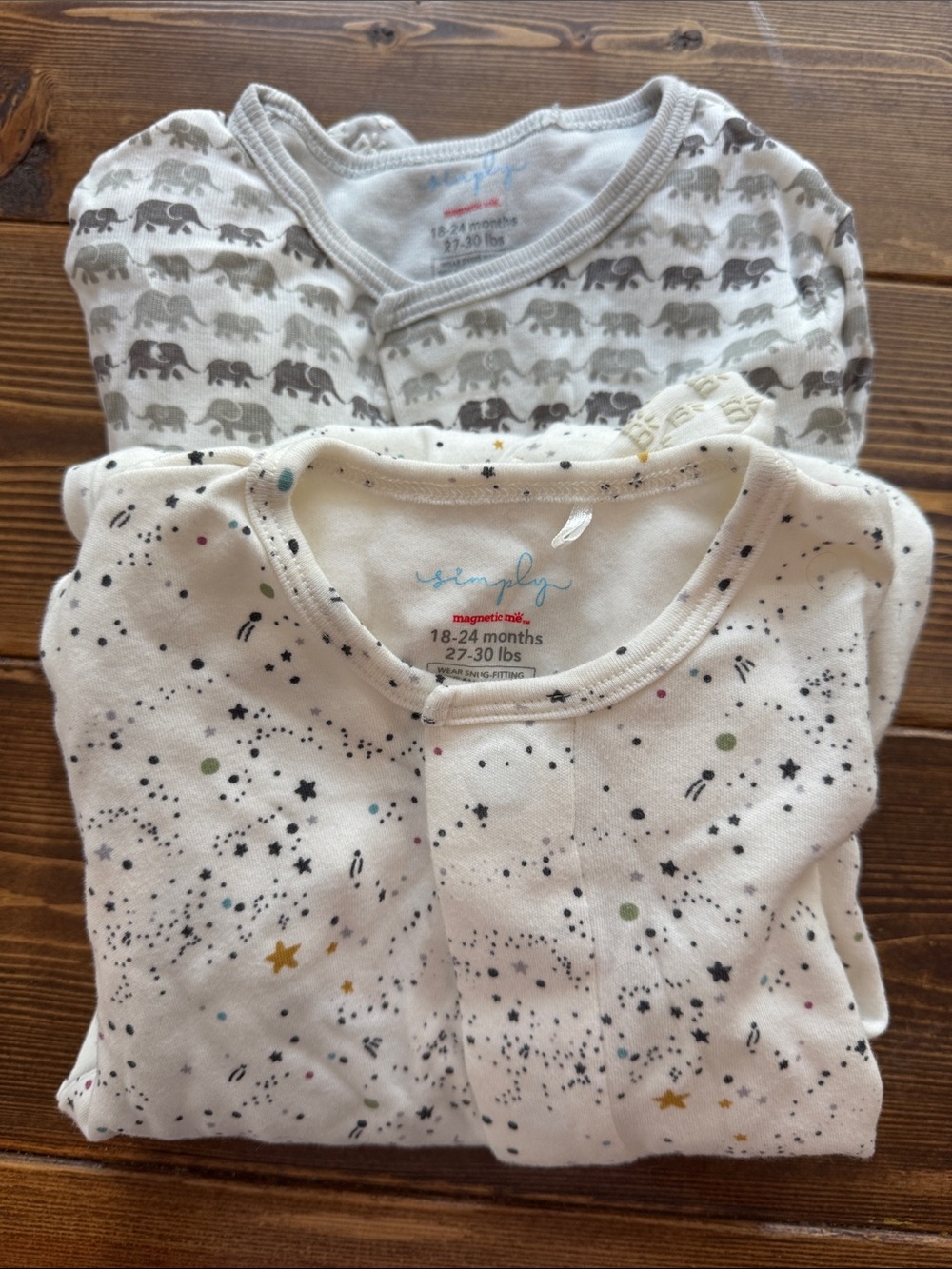 Magnetic Me Simply Baby Cream Star & Gray Elephant Pajama Set - 18-24 Months